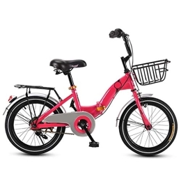 MYRCLMY Folding Bike MYRCLMY Children's Foldable Bikes, Student Folding Bicycles Light Portable Pupils Foldable Bikes for 8-12 Years Old 16 Inch-20 Inch Lightweight Girl Stroller with Adjustable Seat, Red, 16inch