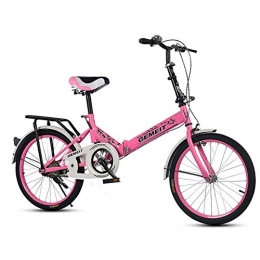 MYRCLMY Bike MYRCLMY Folding Bike for Adults, Lightweight Mini Compact 20In Folding Bicycle, Suitable Urban Commuter for Men & Women High Carbon Steel Folding Frame, Pink, 20inch