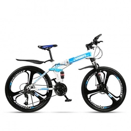 MYRCLMY Bike MYRCLMY Full Suspension Mountain Bike 21 Speed / 24 Speed / 27 Speed / 30 Speed Folding Bike Non-Slip Bike Folding Mountain Bike Bicycle Variable Speed Double Disc Brake Adult Bicycle, Blue, 21 speed