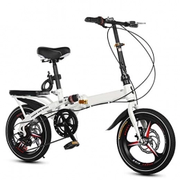 MYRCLMY Folding Bike MYRCLMY Portable Motorcycle Permanent Folding Bicycle Adult Student Ultra Light Portable 16-Inch / 20-Inch City Ride, 7-Speed Shift, Foldable, Go To Work, Go To School, Travel, White, 16inches