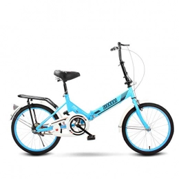 MYRCLMY Bike MYRCLMY Teens Student ​​Portable City Folding Bikes 16 / 20 Inch Mini Compact Bike Bicycle Urban Commuter with Back Rack, Steel V Brake, Blue, 20inch
