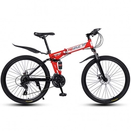 MYRCLMY Bike MYRCLMY Variable Speed Folding Bicycle, 30 Spoke Wheel, 26 Inch Lightweight Folding Bike, Adult Mountain Bikes, Dual Suspension MTB Bikes, Mountain Trail Bike Urban Track Bike Non-Slip Bike, Red, 21 speed