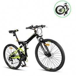 MYSZCWCF Bike MYSZCWCF Lightweight Folding 26-inch Mountain Bike, Adult Carbon Steel Men's Cross-country Bike, 24-speed Full Suspension Double Disc Brakes for Students (Color : Green)
