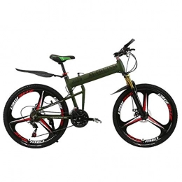 MZLJL Bike MZLJL Mountain Bicycle, X5 Pro 21 Speed Folding Bike Frame Mountain Bicycle 26 Inch Disc Brakes Tall Man MTB Bike, Army Green, China