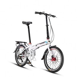 Mzq-yj Bike Mzq-yj Adult Folding Bike, 20-Inch Wheels, 7 Speed, Rear Carry Rack, White