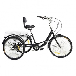 N Folding Bike N / 3-Wheels 7 Speed 24 Inch Folding Bike with Backrest (Black)