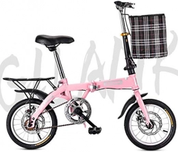 N\A Bike NA 20-inch Lightweight Folding City Bike, Dual Disc Brakes, With Front Basket And Rear Tailstock, Womens Bike Adult Hybrid Bike