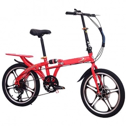 NBWE Folding Bike NBWE Folding Bicycle Shock Absorption Double Disc Brakes Shift One Wheel Male and Female Students Adult Bicycle 20 Inch Off-Road Cycling