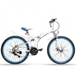 ndegdgswg Folding Bike ndegdgswg Folding Mountain Bike, Double Disc Brakes and Double Shock Absorption 24 Inch 26 Inch Student Adult Variable Speed Bicycle 24 inches21 speed White blue