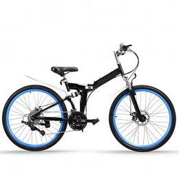 ndegdgswg Folding Bike ndegdgswg Folding Mountain Bike, Double Disc Brakes and Double Shock Absorption 24 Inch 26 Inch Student Adult Variable Speed Bicycle 24inches27speed dark blue