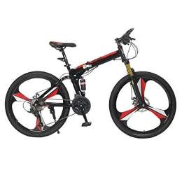 ndegdgswg Bike ndegdgswg Folding Mountain Bike, Three Knife Wheels Portable Variable Speed Double Shock Absorbing Bicycle for Adults and Students 26inches24speed Black and red one wheel[folding model