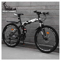 NENGGE Folding Bike NENGGE 26 Inch Mountain Trail Bike for Adults Men and Women, Dual Suspension Mountain Bicycle with Disc Brakes, Foldable High Carbon Steel Frame, Adjustable Seat, Black Spoke, 24 Speed
