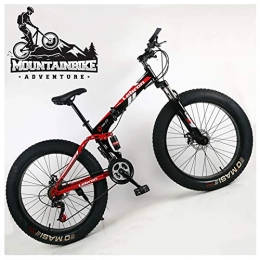 NENGGE Bike NENGGE Dual Suspension Mountain Bike with Fat Tire for Men Women, Adults Foldable Mountain Bicycle, Mechanical Disc Brakes & High Carbon Steel Frame, Adjustable Seat, Black, 26 Inch 24 Speed