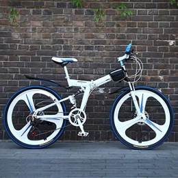 Nfudishpu Bike Nfudishpu Mountain Adult Sport Bike, 24-26-Inch Wheels 21 Speed Folding White Cycle with Disc Brakes Multiple Colors, 24 inch