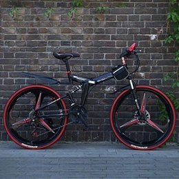 Nfudishpu Bike Nfudishpu Mountain Bike Mens 24 / 26 Inch 21 Speed Folding Black Cycle with Disc Brakes, 26 inch
