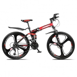 NIMYEE Bike NIMYEE Mountain Bike, Foldable Bicycle MTB Sport with Shock Absorption Function / 24 Speed / For Men Women Road Cycling Mountain, Red, 26
