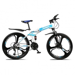 NIMYEE Folding Bike NIMYEE Mountain Bike, Foldable Bicycle MTB Sport with Shock Absorption Function / 27 Speed / for Men Women Road Cycling Mountain, Blue, 24