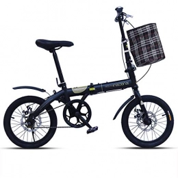 NIUYU Bike NIUYU Folding Bike, Lightweight Folding Single Speed Bike Portable Mini City Bike for Student Office Worker Unisex-Black-16inch