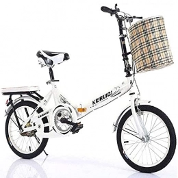NNLX 20 Inch Folding Bicycle Women'S Light Work Adult Adult Ultra Light Variable Speed Portable Adult Small Student Male Bicycle Folding Carrier Bicycle Bike,White