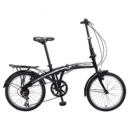 NoMI Bike NoMI 20 Inch 7-Speed Lightweight Mini Folding Bikes Hard High Carbon Steel Gearshift Bicycle Portable Men And Women Adult Students Children, Black