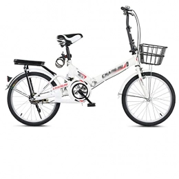 NoMI Bike NoMI 20 Inch Foldable Bicycle Adult Bicycle Aluminum Alloy Rim Damping Ladies Bike High Carbon Steel Frame Student Bike Adult Students Children, White