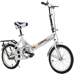 NoMI Folding Bike NoMI 20 Inch Foldable Bicycle Adult Bicycle Ladies Bike High Carbon Steel Frame Student Bike Adult Students Children, White