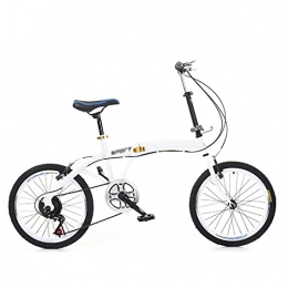 NoMI Bike NoMI Folding Bikes Portable Bicycle Ultralight Female And Male Adult Students And Children Dual Disc Brake Hard High Carbon Streamline Frame Bicycles 20" 6-Speed, White