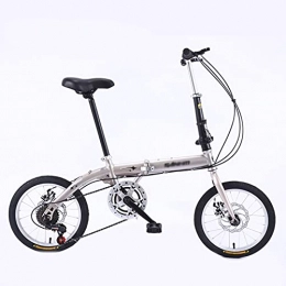 NoMI Bike NoMI Folding Bikes Ultralight Portable Bicycle Male And Female Adult Students And Children Dual Disc Brake Hard High Carbon Streamline Frame Bicycles 16" 5-Speed, Gold