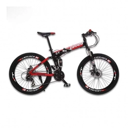 NOLOGO Bike NoraHarry Flower Mountain Bike With 24-speed Disc Brake And Steel Folding Frame Love sports (Color : Black red)