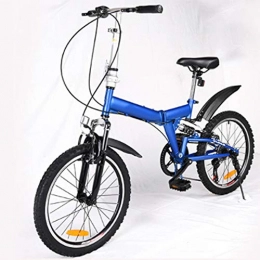 NQFL Bike NQFL Portable Carrying Folding Bicycle 20 Inch Bi-Folding Bicycle Aluminum Alloy Folding Bike, Blue