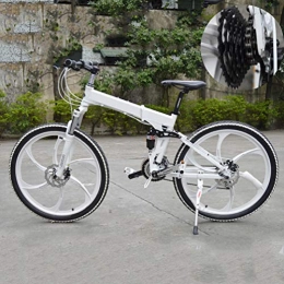 NXX Folding Bike NXX 20 Inch Suspension Fork All TerrainCarbon Fiber Mountain Bike Foldable grips Road Bicycle with Front Suspension Adjustable Seat, 7 Speed, 6 Spoke, White