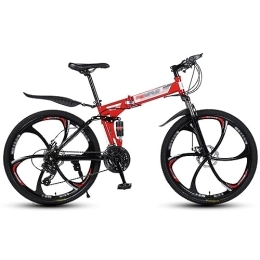 NYASAA Folding Bike NYASAA Adult Men's and Women's Mountain Bikes, Foldable High Carbon Steel Frame, 26 Inch Wheels, For Going Out, Sports (red 26)