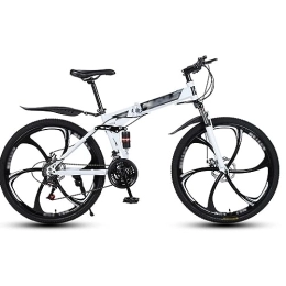 NYASAA Folding Bike NYASAA Adult Men's and Women's Mountain Bikes, Foldable High Carbon Steel Frame, 26 Inch Wheels, For Going Out, Sports (white 26)