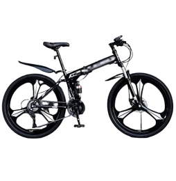 NYASAA Folding Bike NYASAA Mountain Bike, Adventurer's Choice, Folding Shifting High Carbon Steel Frame, Suitable for Adults (black 26inch)