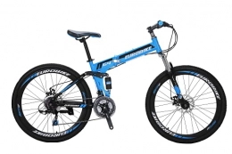 EUROBIKE Bike OBK 26 Inch Folding Mountain Bike Full Suspension Bikes Dual Disc Brake 21 Speed Bicycle for Adults Men or Women (BLUE)