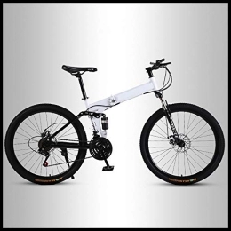 OFAY Bike OFAY Folding Mountain Bike Off-Road Students Adult Men And Women Race Bike Commuter Foldable Bicycle Commuting Bicycle MTB with Spoke Wheel, White, 24 speed