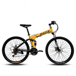 MoMi Folding Bike Off-Road Mountain Bike 24 / 26 Inch Mountain Bike, 21 / 24 / 27 Speed Folding Bicycle Double Disc Brake Front Fork Rear Fork Anti-Skid Men And Women Bicycle, Yellow, 26in / 24speed