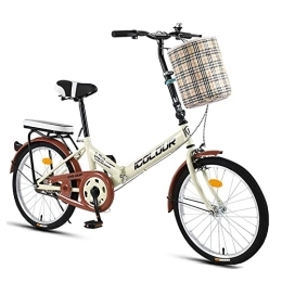 OMKMNOE Folding Bike OMKMNOE Folding bike in 20 inch adults for folding bike quick folding system with variable speed City bike with rear light and a car village, Beige
