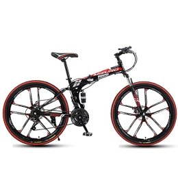WBDZ Bike Outdoor 24 / 26 inch Folding Mountain Bike Bicycle with Disc Brake, 21 / 24 / 27 Speed, Dual Suspension Folding Mountain Bike, Bicycle Full Suspension MTB Bikes for Men or Women Foldable Frame