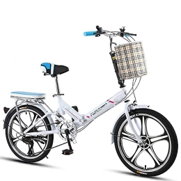 WBDZ Bike Outdoor Folding City Bicycle Bike, 20 Inch Foldable Bikes with 6 Speed, Mini Portable Comfort Speed Wheel Folding Bike for Men Women Lightweight Folding Casual Bicycle, Damping Bicycle