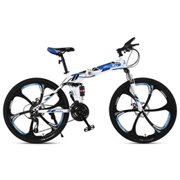 WJSW Folding Bike Outdoor Folding Mountain Bike Child Bicycles 21 / 24 / 27 Speed Steel Frame 24 Inches 3-Spoke Wheels Suspension Folding Bike, 21speed
