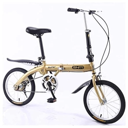  Bike Outdoor sports 16" Lightweight Alloy Folding City Bike Bicycle, Dual VStyle Brakes (Color : Gold)