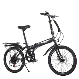  Bike Outdoor sports 20'' Folding Bike, 6 Speed Gears, Carbon Steel Frame, Foldable Compact Bicycle for Adults Rear Carry Rack, And Kickstand