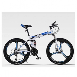 Mnjin Folding Bike Outdoor sports 26" Folding Mountain Bike 27 Speed Dual Suspension Bicycle Dual Disc Brake Bike