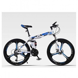 Bike Outdoor sports 26" Folding Mountain Bike 27 Speed Dual Suspension Bicycle Dual Disc Brake Bike (Color : White)