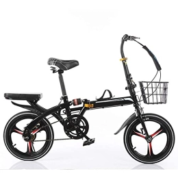  Bike Outdoor sports Folding Bike 16 Inch Women's Variable Speed Shock Absorber Adult Super Light Children's Student Bicycle with Basket And High Carbon Steel Frame (Color : Red)