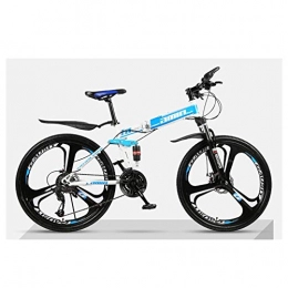 Mnjin Bike Outdoor sports Folding Mountain Bike 27 Speed Dual Suspension Bicycle 26 Inch MTB Mens Dual Disc Brakes