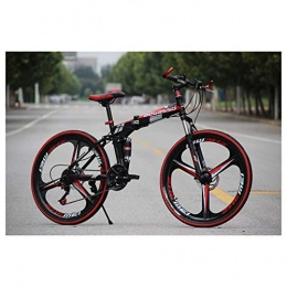 Mnjin Folding Bike Outdoor sports Mountain Bike 26 Inches 3 Spoke Wheels Full Suspension Folding Bike 21-30 Speeds MTB Bicycle with Dual Disc Brakes