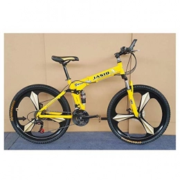 Mnjin Folding Bike Outdoor sports Mountain Bike, Folding Bike, 26" Inch 3-Spoke Wheels High-Carbon Steel Frame, 27 Speed Dual Suspension Folding Bike with Disc Brake
