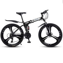 AEF Bike Outroad Bicycle Mountain Folding Bike 26 Inch 24-Speed Dual Disc Brakes Full Suspension Non-Slip for Adult Or Teens Women Men, Black